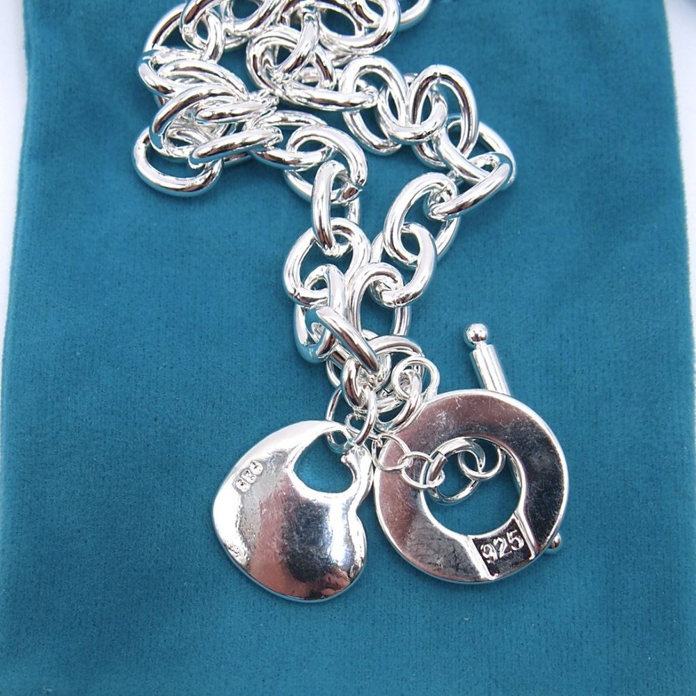 Stunning "Homage" ♥ Heart ♥ w/ Toggle Stamped 925 Sterling Silver Necklace - Picture 5 of 9
